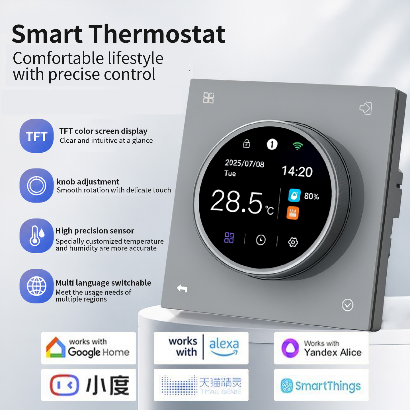 Termostat Knob layar warna SDM8