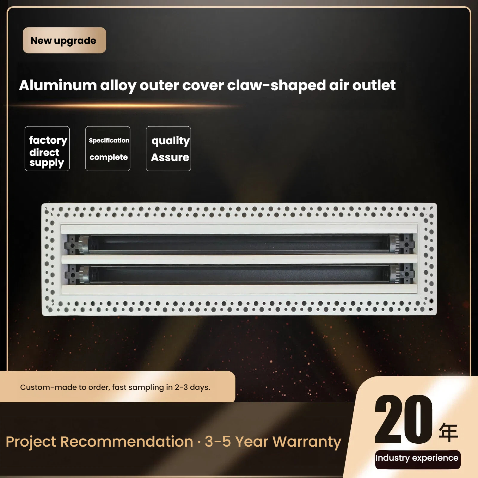 Pemdiffuser Slot linier dalam plester yang dapat disesuaikan